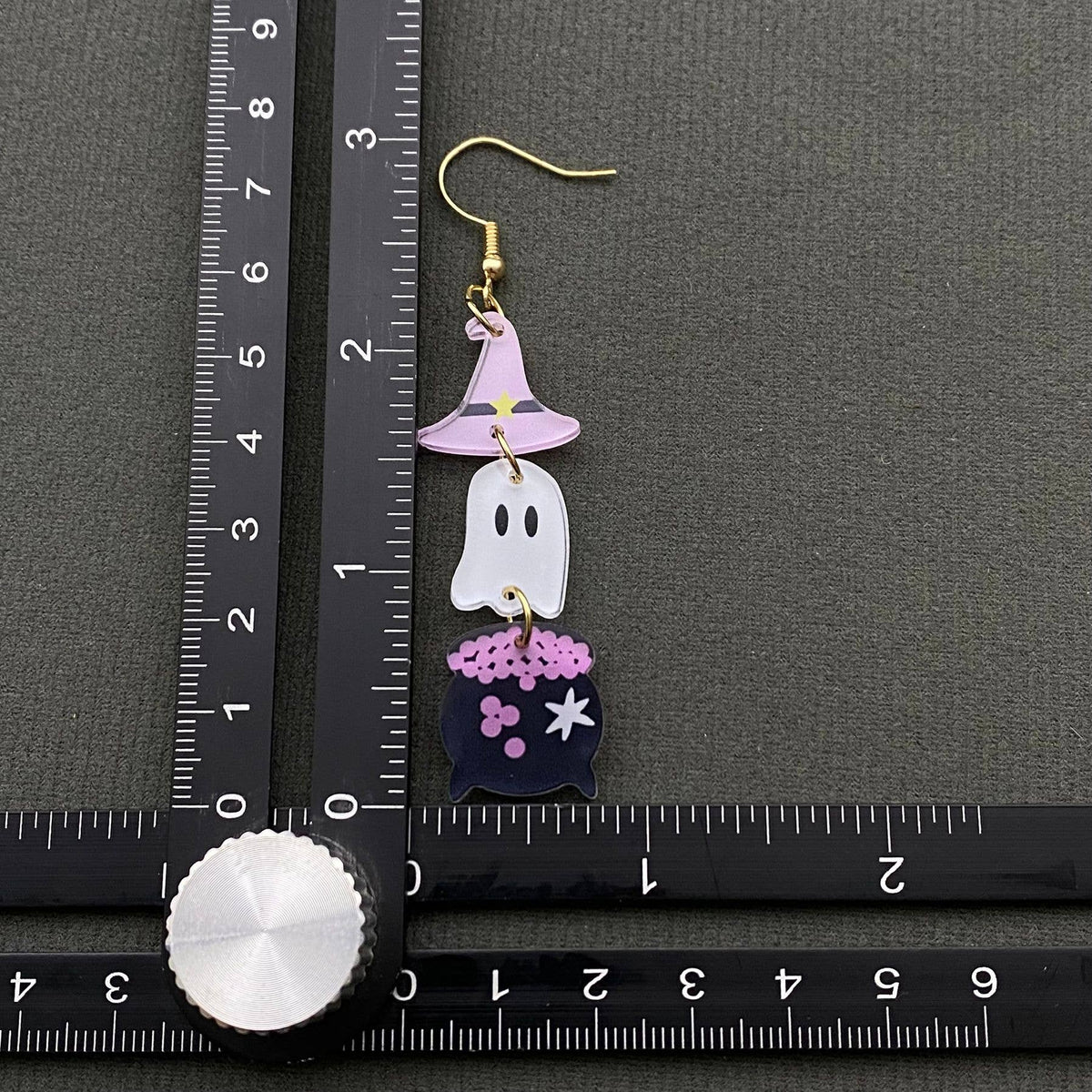 Halloween Acrylic Magic Potion Jar & Ghost Dangle Earrings