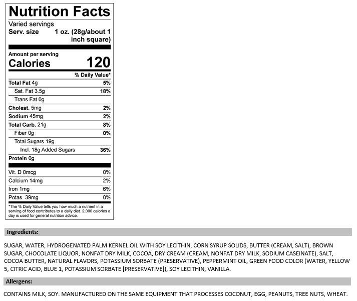 Mint Chocolate Swirl 1/2 lb. Fudge Bar
