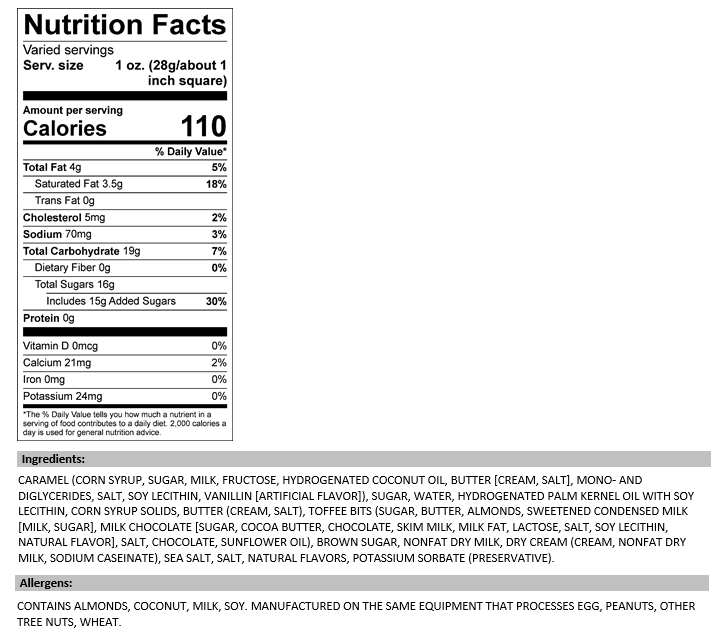 Salted Caramel Toffee 1/2 lb. Fudge Bar