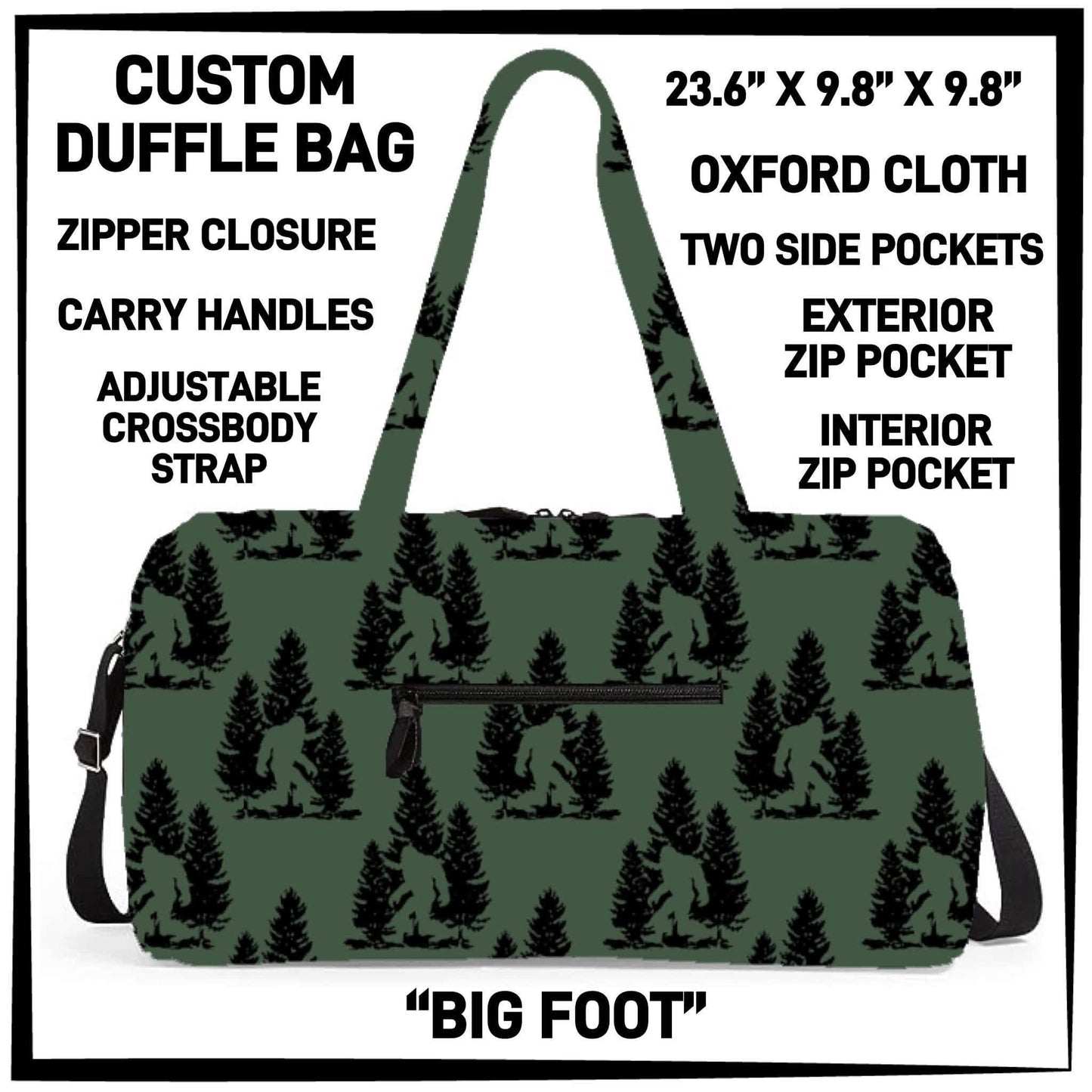 CUSTOM PREORDER DUFFLE BAGS ARRIVE LATE AUG 2026