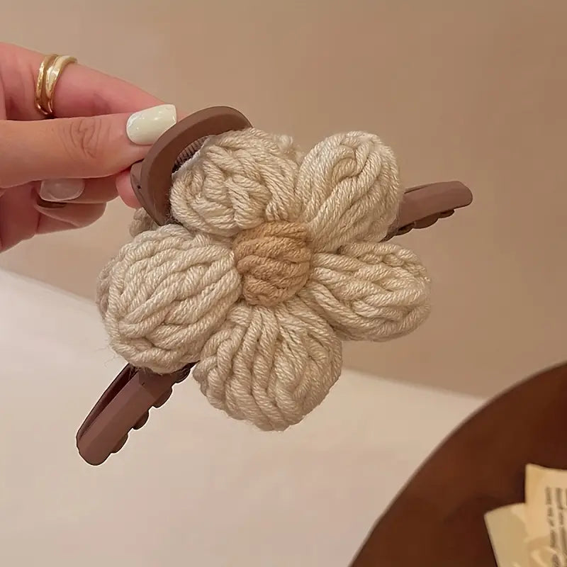 HAIR CLAW CLIP- KNITTED FLOWER