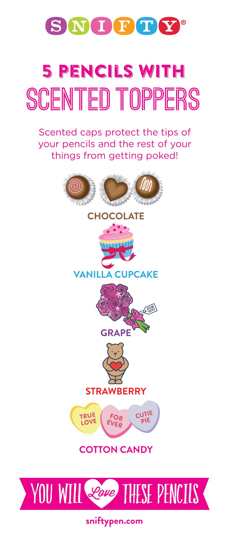 BE MY VALENTINE SCENTED PENCIL TOPPERS 5 PACK