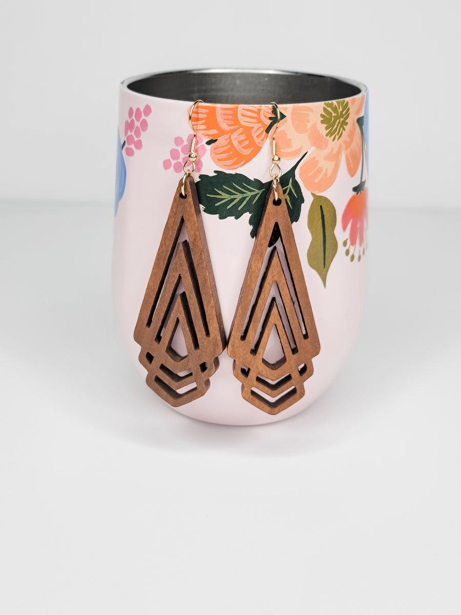 WOODEN STACKING DIAMOND EARRINGS