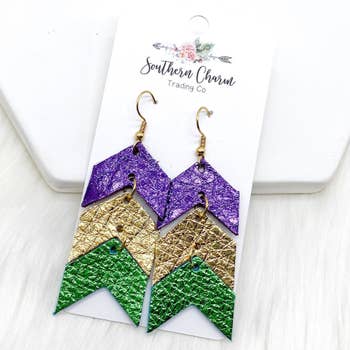 MARDI GRAS MINI ARROW EARRINGS