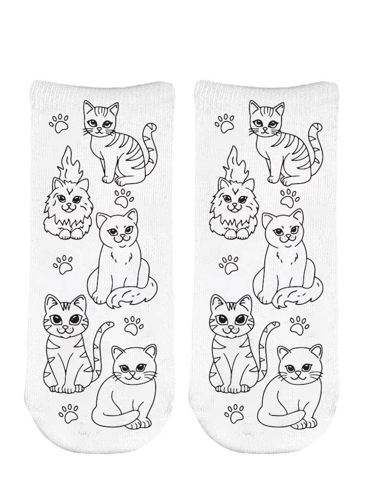 Ankle Socks - DIY Coloring Kit - Feline Friends