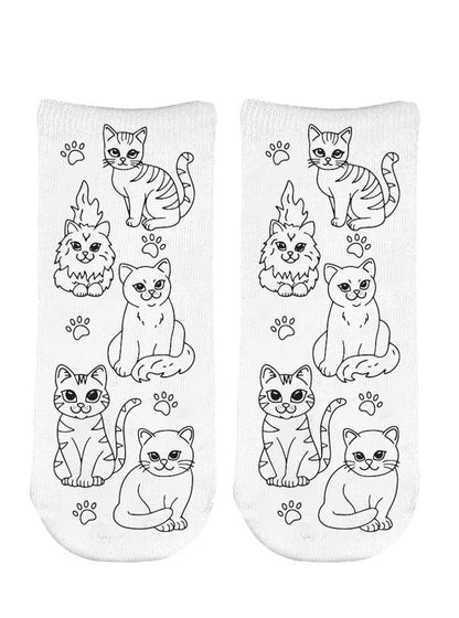 Ankle Socks - DIY Coloring Kit - Feline Friends