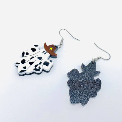 Halloween Acrylic Western Cowboy Ghost Dangle Earrings