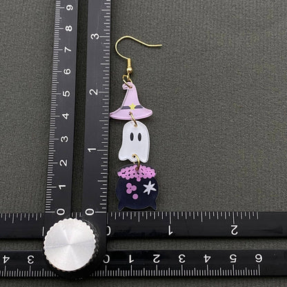 Halloween Acrylic Magic Potion Jar & Ghost Dangle Earrings