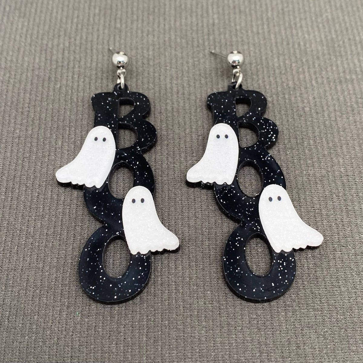 Halloween BOO Ghost Letter Acrylic Earrings