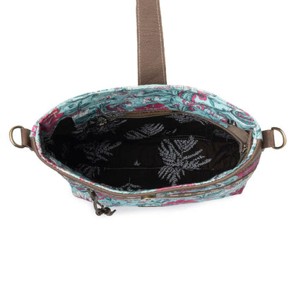 Aspendale upcycled canvas Bag for Women Blue with leather details