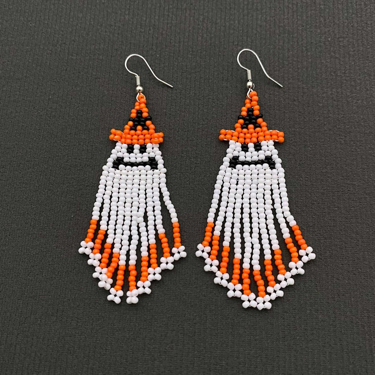 Halloween Ghost Seed Beads Fringe dangle Earrings - SB