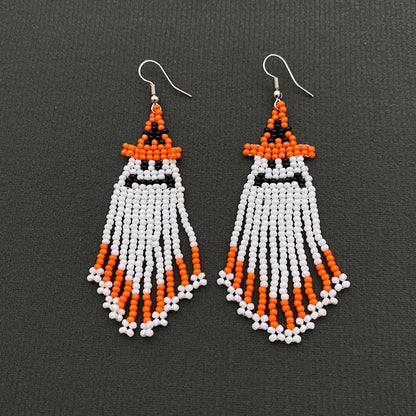 Halloween Ghost Seed Beads Fringe dangle Earrings - SB