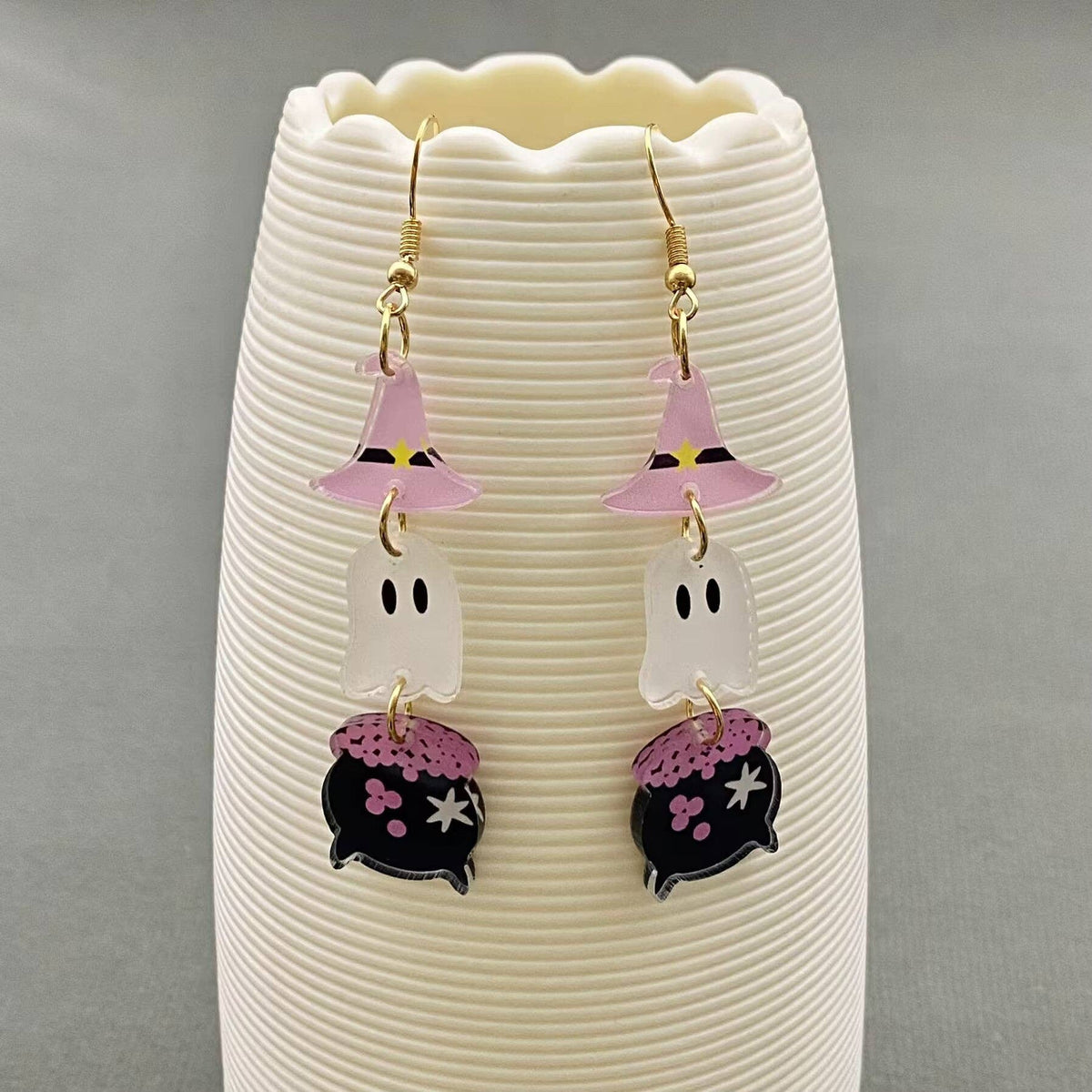 Halloween Acrylic Magic Potion Jar & Ghost Dangle Earrings