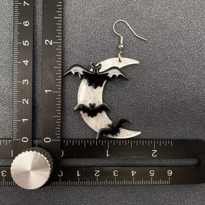 Bats Under The Moonlight Acrylic Dangle Earrings - GT