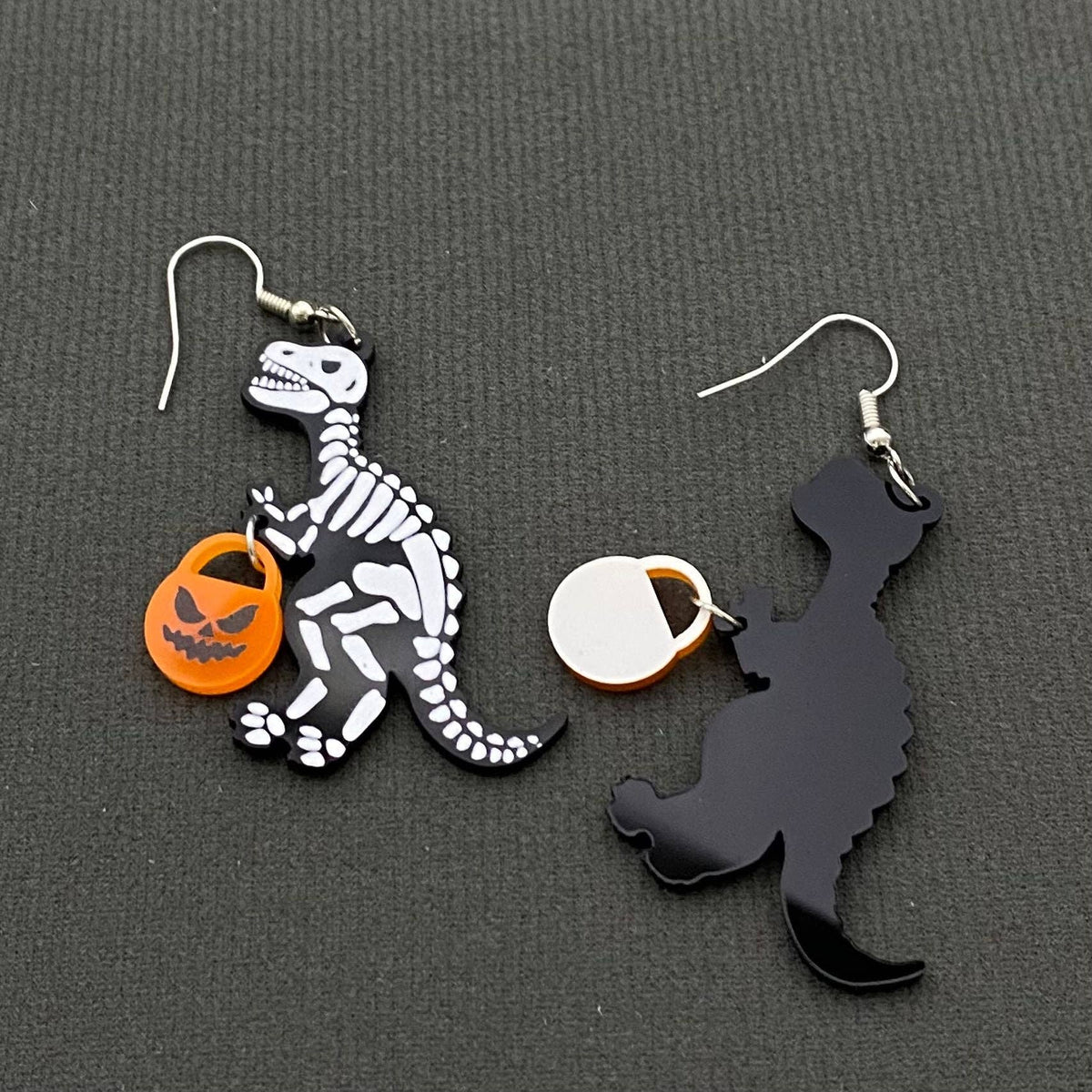Halloween Skeleton Dinosaur Pumpkin Acrylic Dangle Earrings