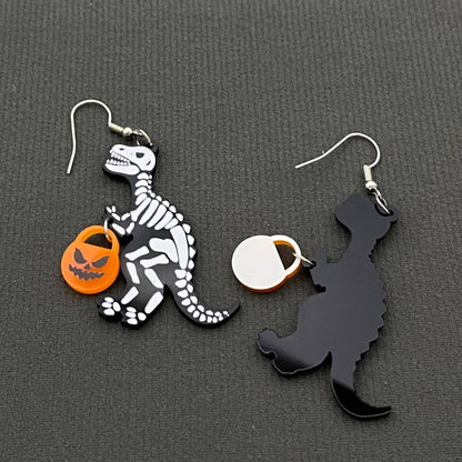 Halloween Skeleton Dinosaur Pumpkin Acrylic Dangle Earrings