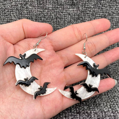 Bats Under The Moonlight Acrylic Dangle Earrings - GT