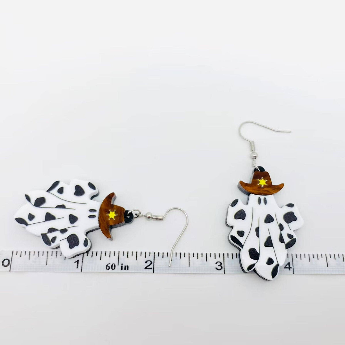 Halloween Acrylic Western Cowboy Ghost Dangle Earrings