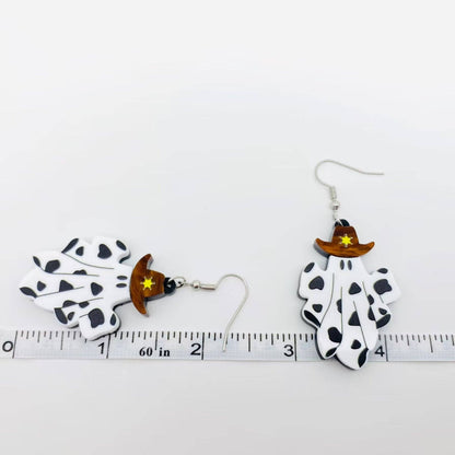 Halloween Acrylic Western Cowboy Ghost Dangle Earrings