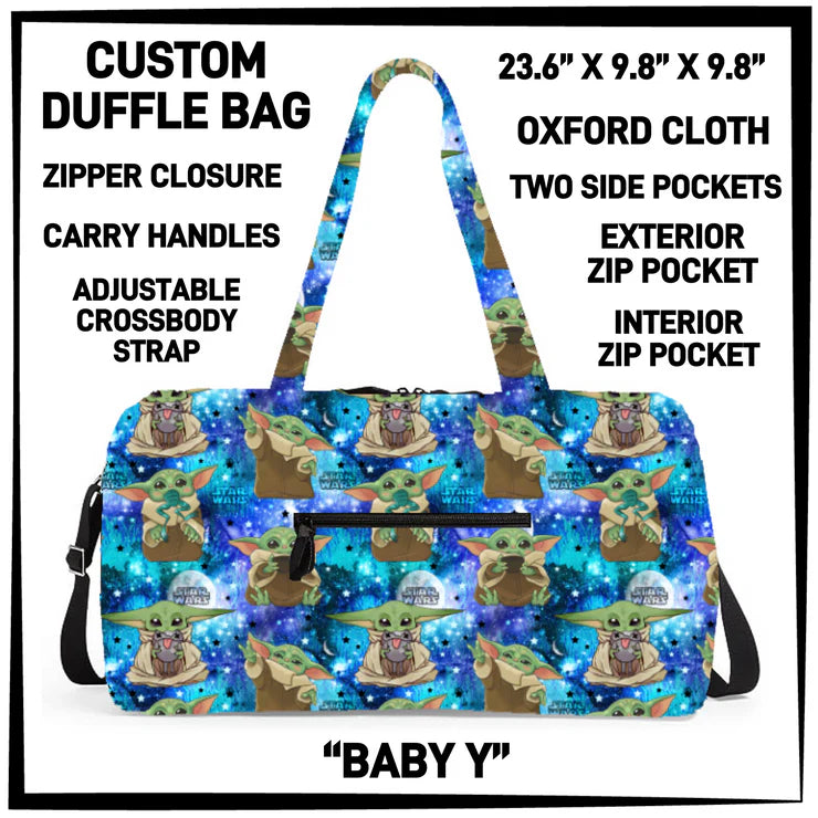 CUSTOM PREORDER DUFFLE BAGS ARRIVE LATE AUG 2026
