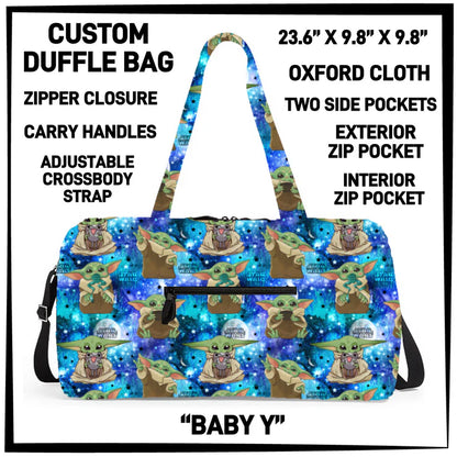 CUSTOM PREORDER DUFFLE BAGS ARRIVE LATE AUG 2026