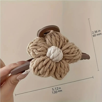 HAIR CLAW CLIP- KNITTED FLOWER