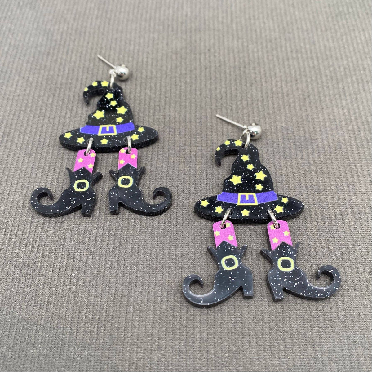 Halloween Witch Hat Boots Acrylic Earrings