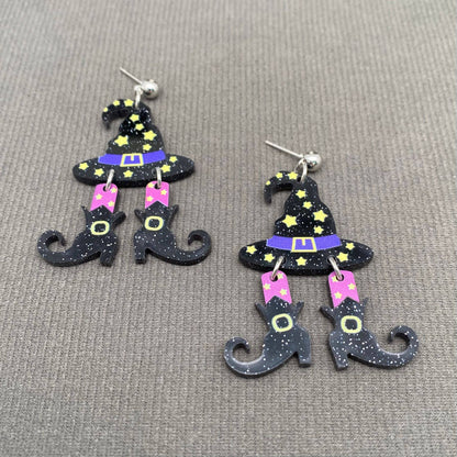 Halloween Witch Hat Boots Acrylic Earrings