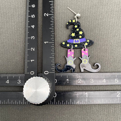 Halloween Witch Hat Boots Acrylic Earrings