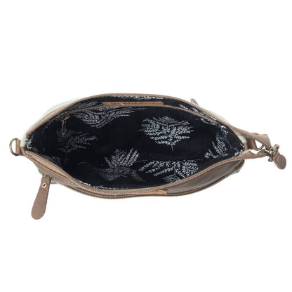 Wildprint Trail upcycled canvas crossbody Bag for Women in sage with floral detail