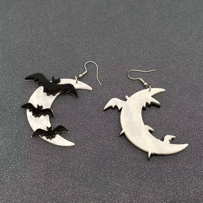Bats Under The Moonlight Acrylic Dangle Earrings - GT