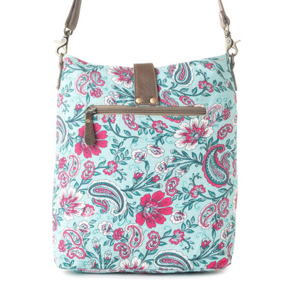 Aspendale upcycled canvas Bag for Women Blue with leather details