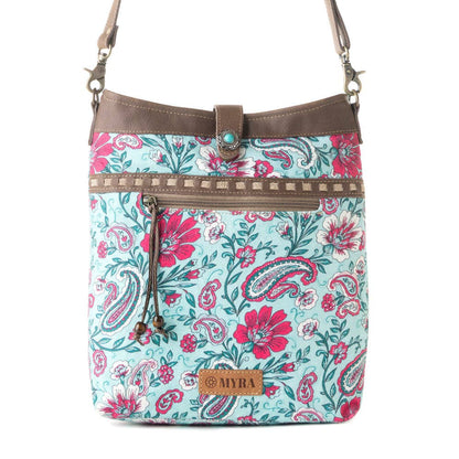 Aspendale upcycled canvas Bag for Women Blue with leather details