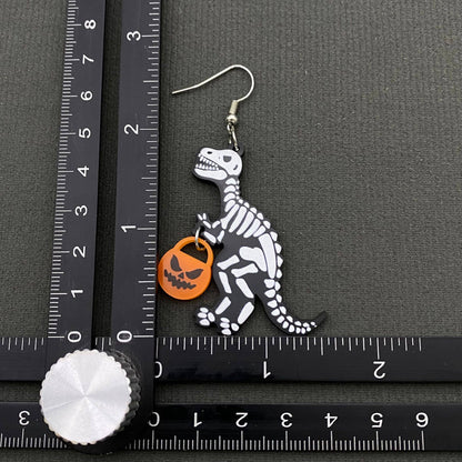 Halloween Skeleton Dinosaur Pumpkin Acrylic Dangle Earrings