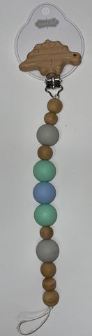 NATURAL WOOD AND SILICONE PACIFIER CLIP